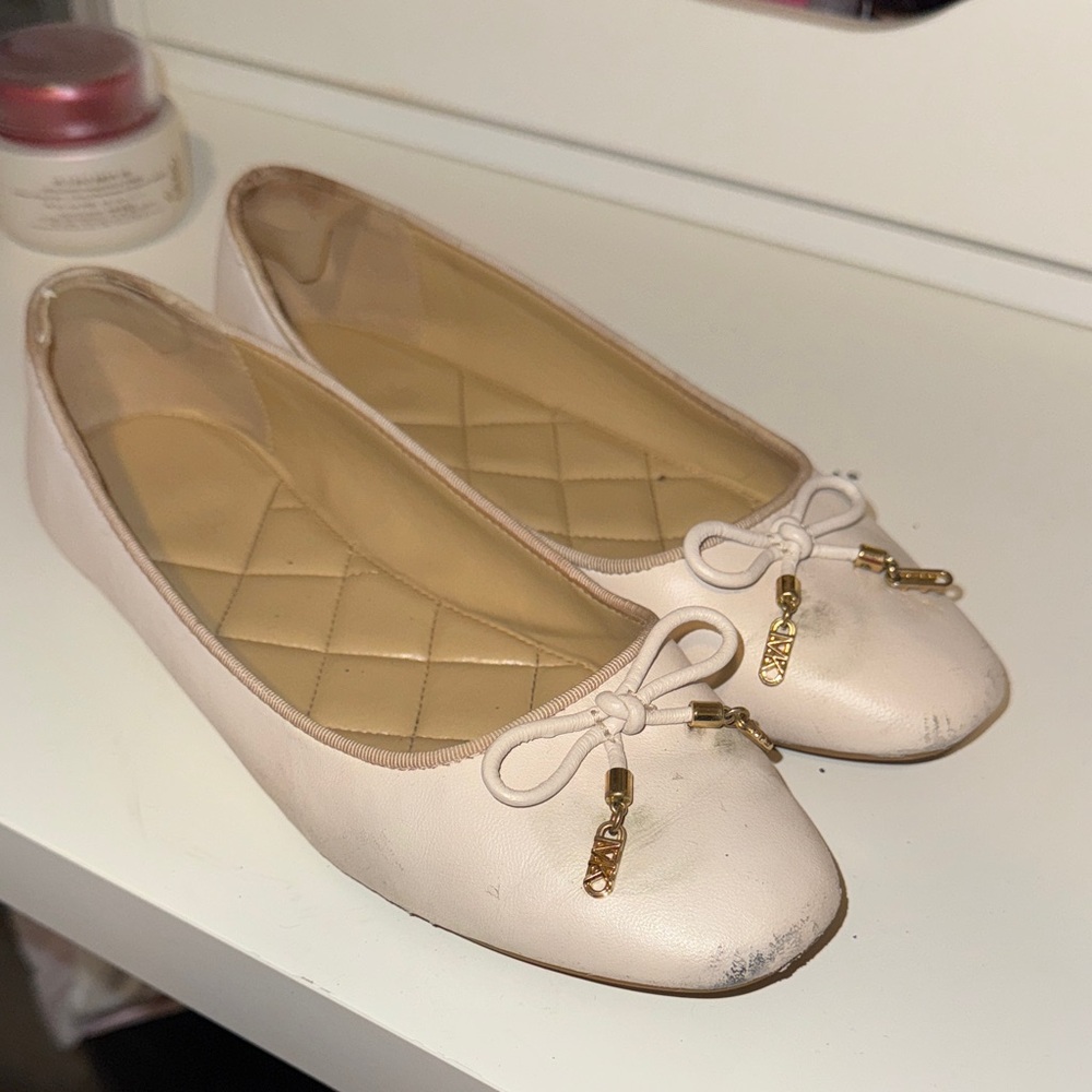 Michael Kors Cream Flats with Gold Accents